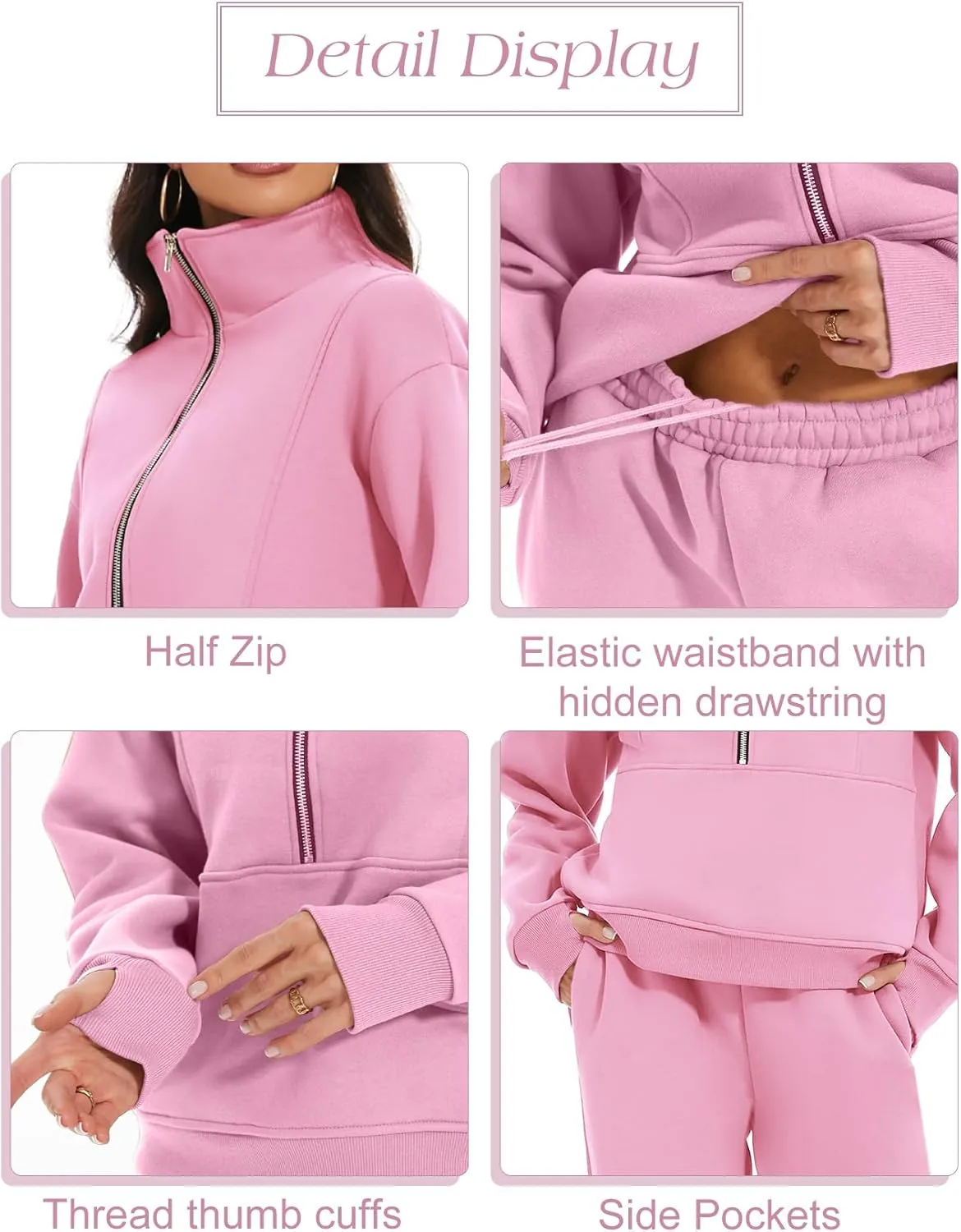 Eisctnd Womens Fleece 2 Piece Sweatsuit Lounge Set Long Sleeve Sweatshirt Jogger Pants Tracksuit Sweatsuit 2025 Fall Sets