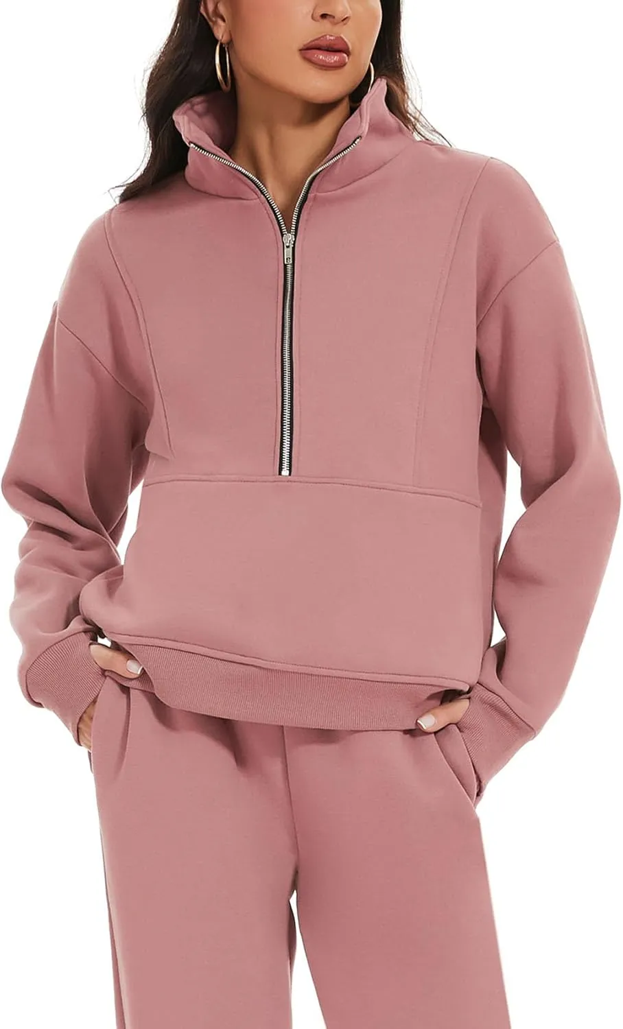Eisctnd Womens Fleece 2 Piece Sweatsuit Lounge Set Long Sleeve Sweatshirt Jogger Pants Tracksuit Sweatsuit 2025 Fall Sets