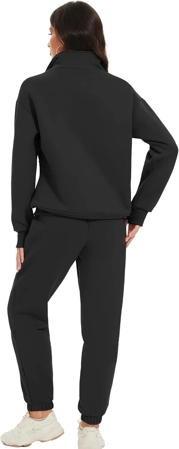 Eisctnd Womens Fleece 2 Piece Sweatsuit Lounge Set Long Sleeve Sweatshirt Jogger Pants Tracksuit Sweatsuit 2025 Fall Sets