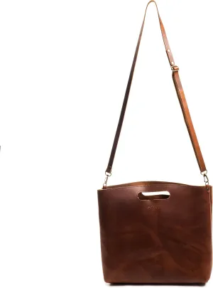 ENVOY Minimalist Tote Bag for Women, Genuine Leather Handmade Handbag, Our Purse is Perfect for Laptops, Books, Work, Saddle