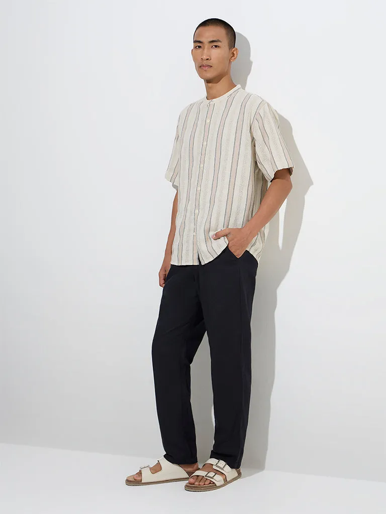 ETA Beige Knit-Textured Resort-Fit Cotton Shirt