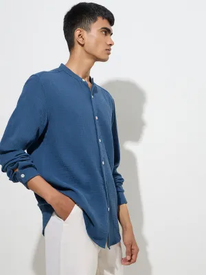 ETA Indigo Crinkle-Textured Relaxed-Fit Cotton Shirt