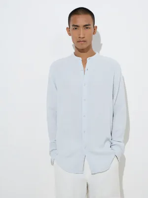 ETA Light Blue Crinkle Textured Relaxed-Fit Cotton Shirt