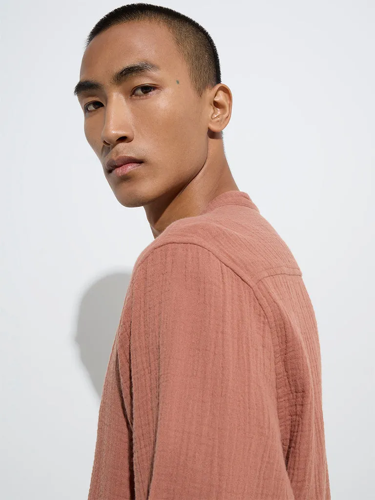ETA Rust Crinkle Textured Relaxed-Fit Cotton Shirt