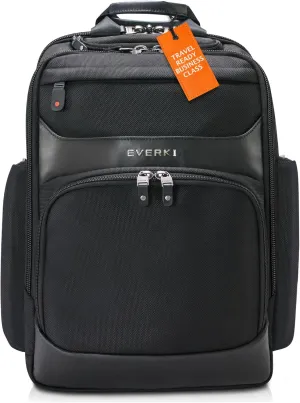 Everki Onyx Premium Business Executive Laptop Backpack - Ballistic Nylon and Leather Office Backpack Laptop Bag, Travel Friendly - Dedicated Compartment up to 17.3", 36L Capacity (EKP132S17), Black