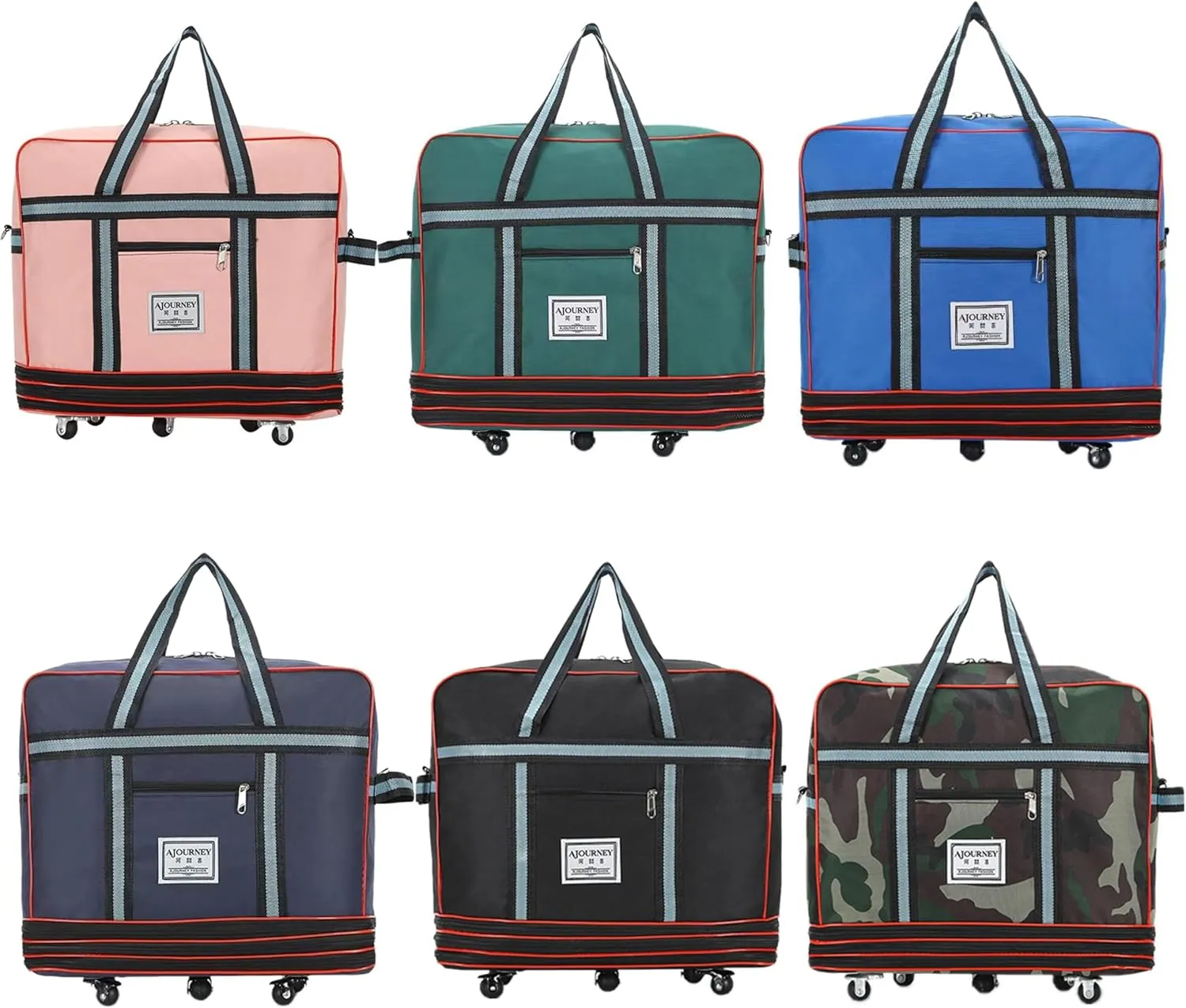 Expandable Extra Large Travel Oxford Duffel Bag with Wheels Waterproof Lightweight Traveling Foldable Suitcase (Blue, L*W: 48 * 25cm, H:4280cm)