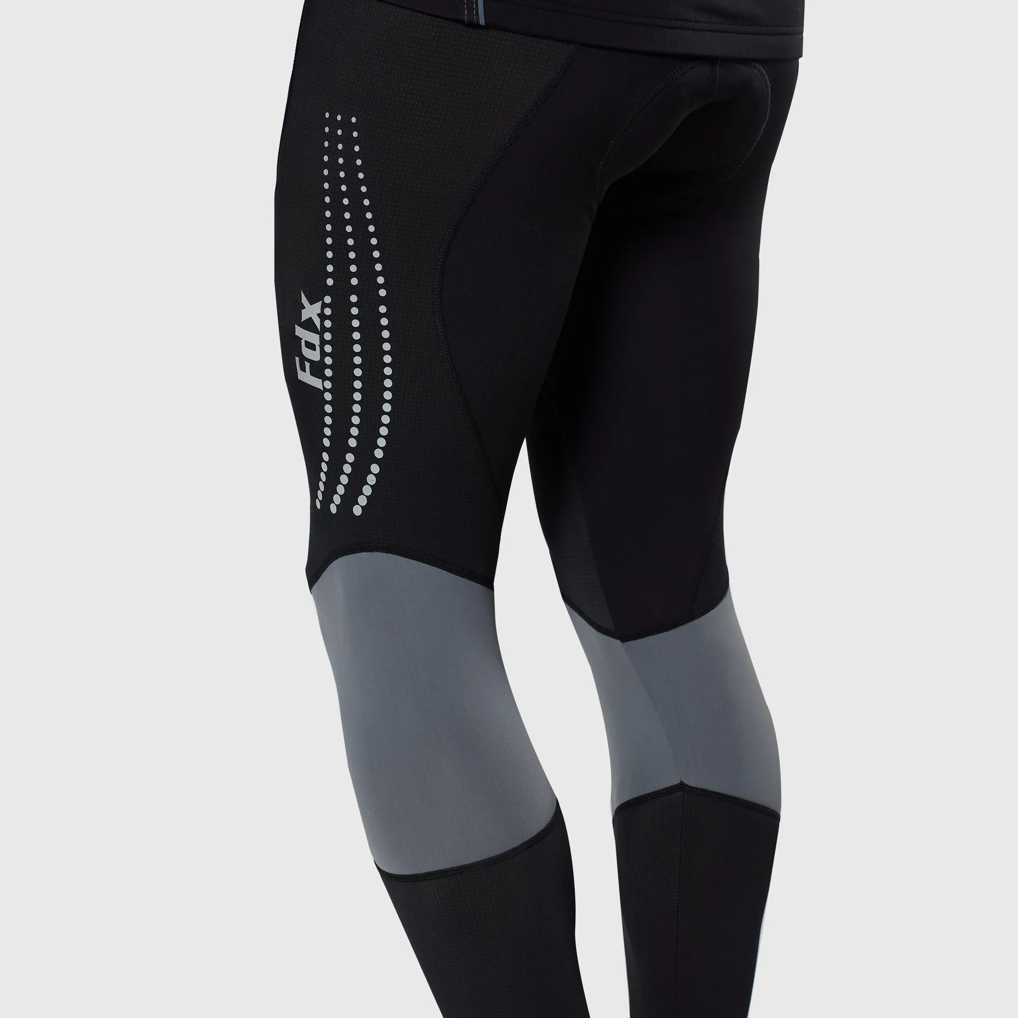 Fdx Men's Set Thermodream Thermal Roubaix Long Sleeve Cycling Jersey & Bib Tights - Grey