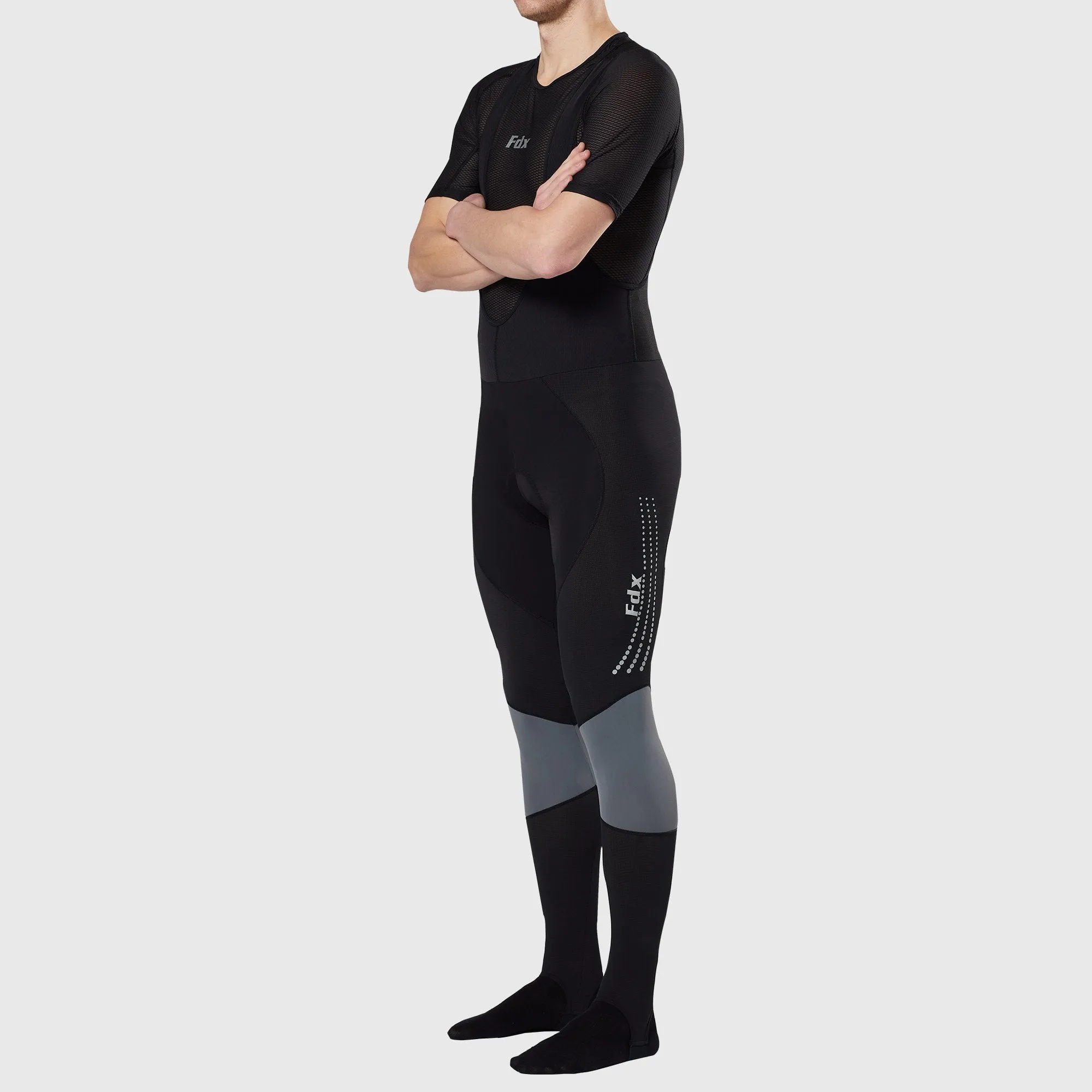 Fdx Men's Set Thermodream Thermal Roubaix Long Sleeve Cycling Jersey & Bib Tights - Grey