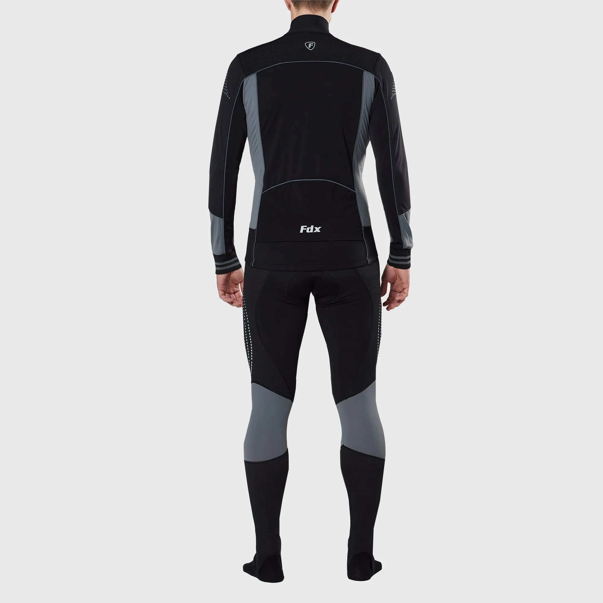 Fdx Men's Set Thermodream Thermal Roubaix Long Sleeve Cycling Jersey & Bib Tights - Grey