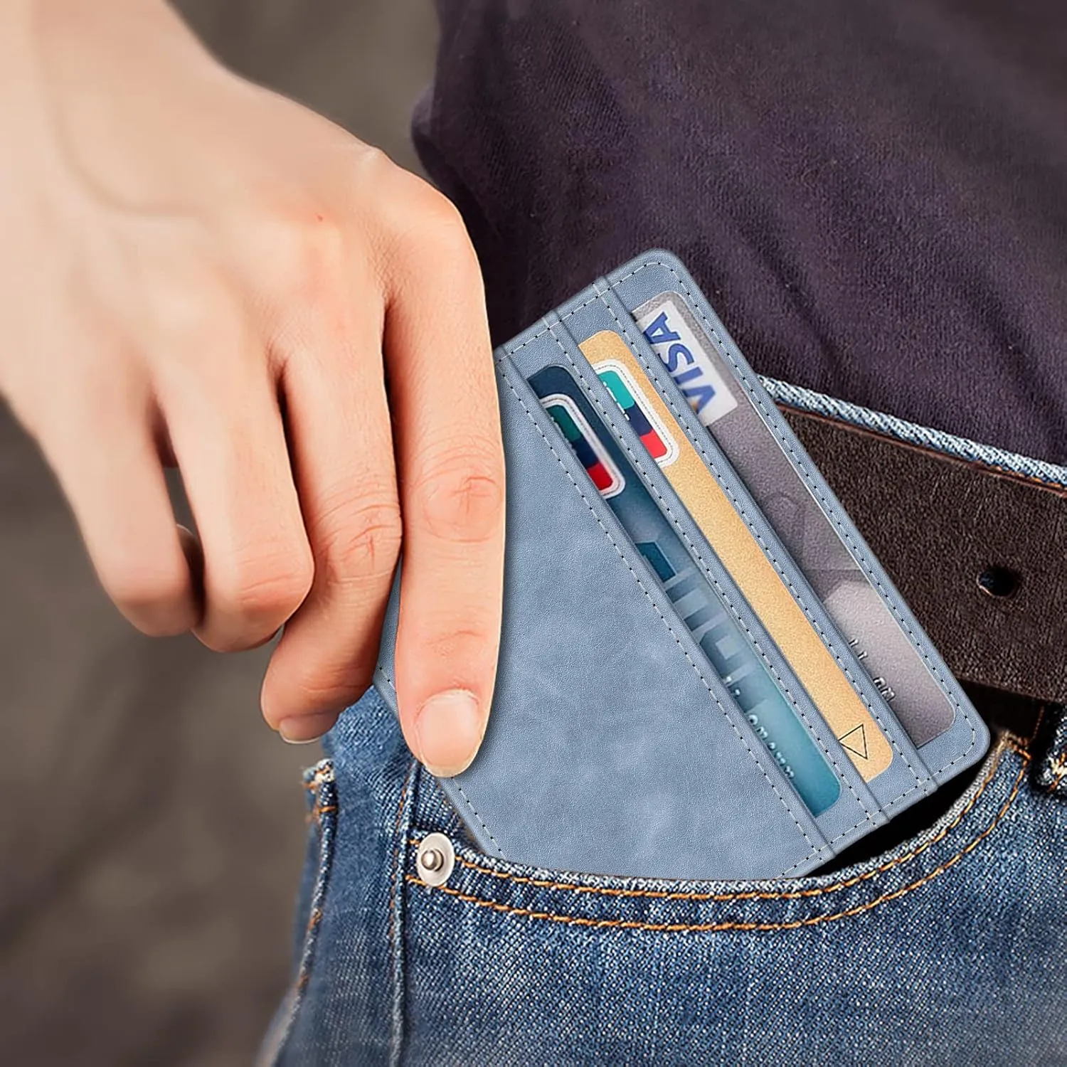 Fintie Slim Minimalist Front Pocket Wallet, RFID Blocking Credit Card Holder Card Cases with ID Window for Men Women