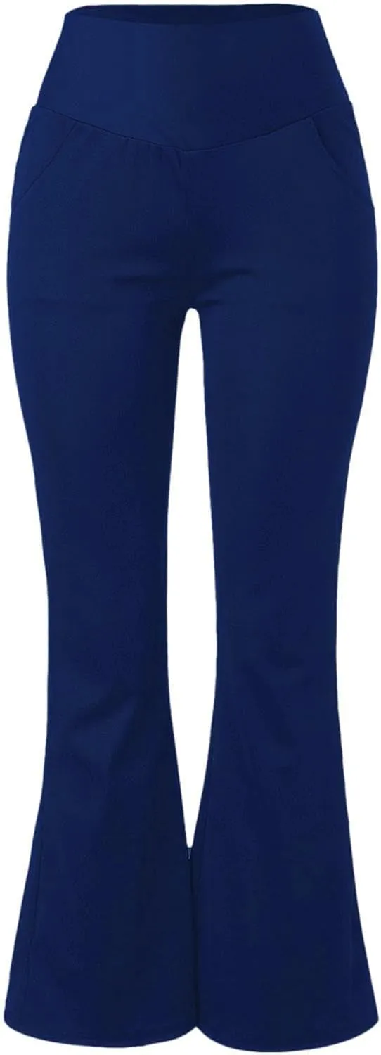 Flared Leggings for Women Trendy High Waist Tummy Control Yoga Pants Casual Comfy Gym Workout Trousers with Pockets