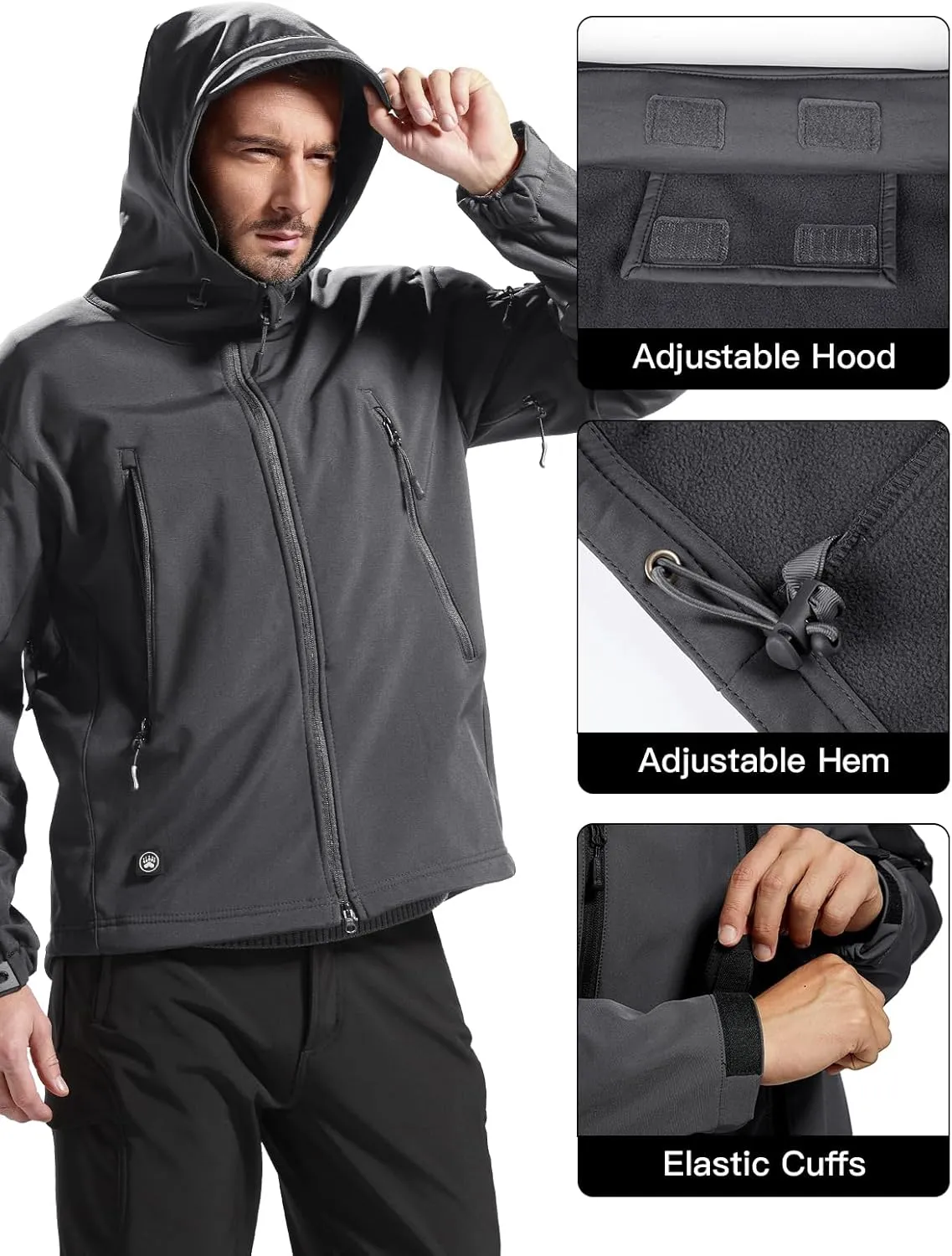 FREE SOLDIER Men's Outdoor Waterproof Soft Shell Hooded Military Tactical Jacket