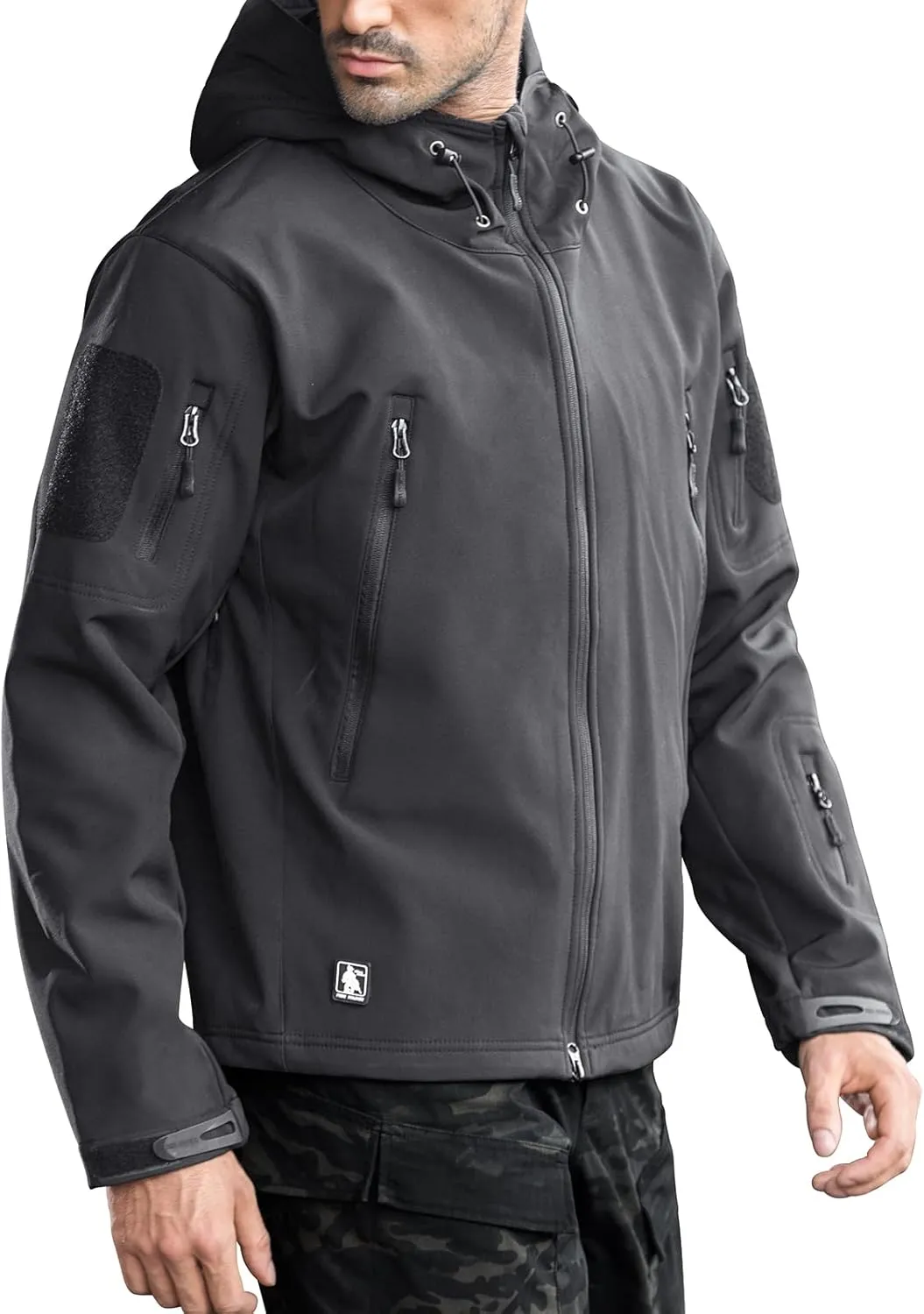 FREE SOLDIER Men's Outdoor Waterproof Soft Shell Hooded Military Tactical Jacket