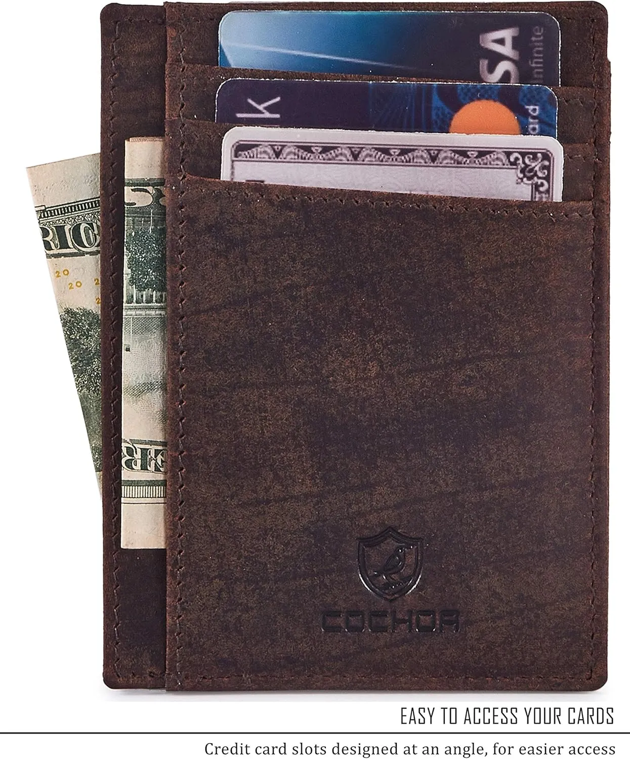 Front Pocket Wallet for Men Women Slim Minimalist Real Leather RFID Blocking Credit Card Holder