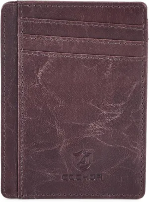 Front Pocket Wallet for Men Women Slim Minimalist Real Leather RFID Blocking Credit Card Holder
