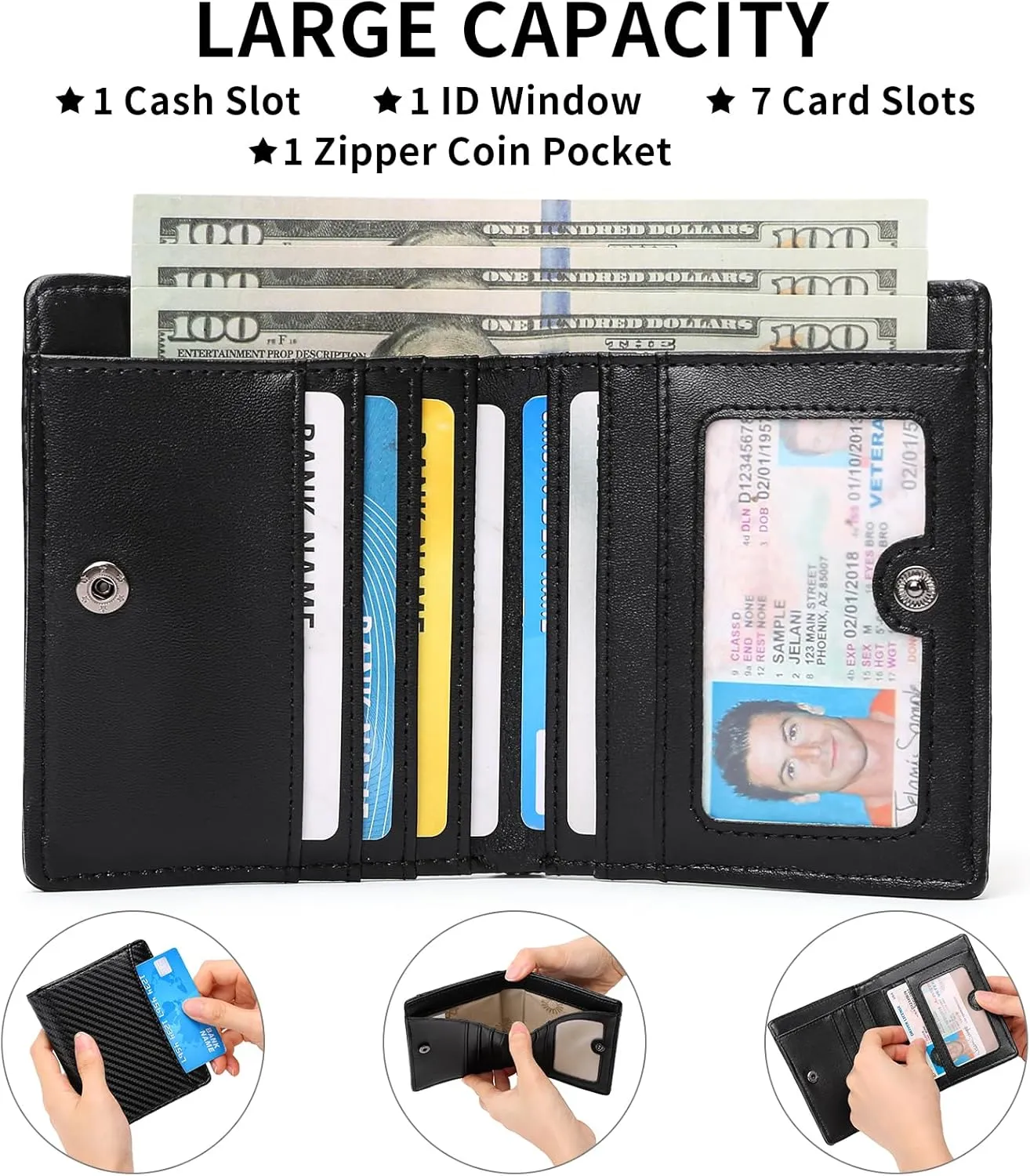GAEKEAO Mens Wallet Slim Bifold RFID Blocking Thin Credit Card Holder Genuine Leather Minimalist Front Pocket Wallets for Men with Zipper Coin Pocket