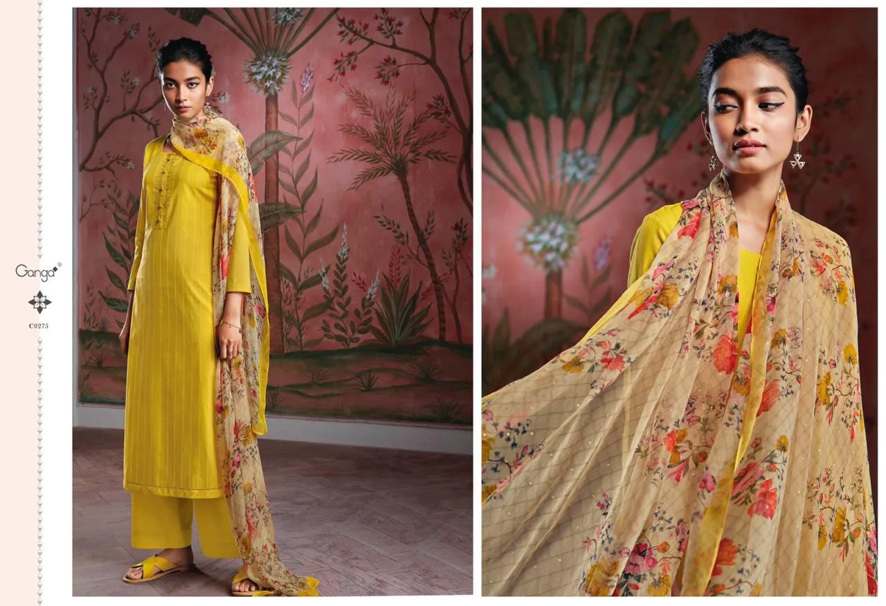 GANGA RYUU SUPER COTTON LAWN DRESS MATERIAL WITH EMBROIDERY