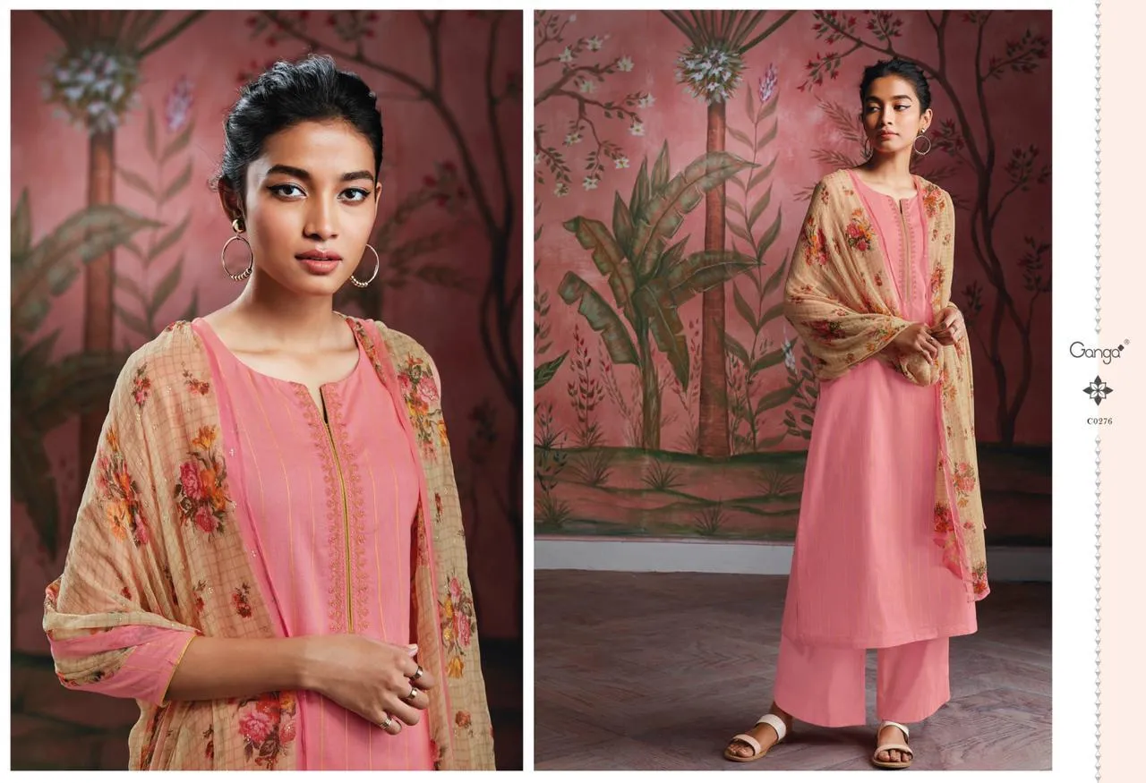GANGA RYUU SUPER COTTON LAWN DRESS MATERIAL WITH EMBROIDERY