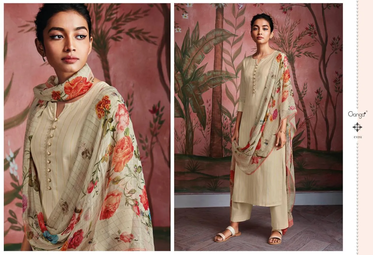 GANGA RYUU SUPER COTTON LAWN DRESS MATERIAL WITH EMBROIDERY