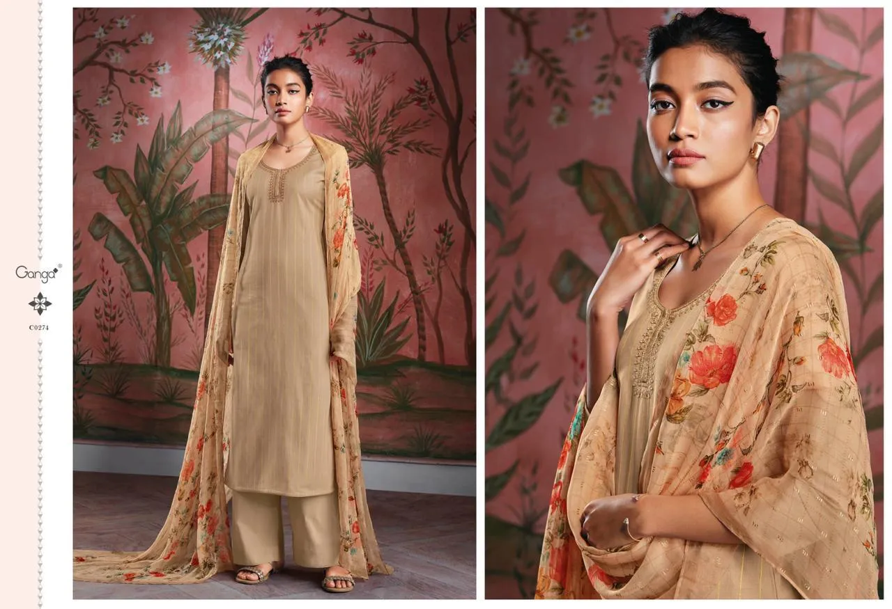 GANGA RYUU SUPER COTTON LAWN DRESS MATERIAL WITH EMBROIDERY