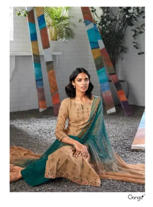 Ganga Suit Seraphina Cotton Printed Sarovaski Embroidered Work Salwar Suits