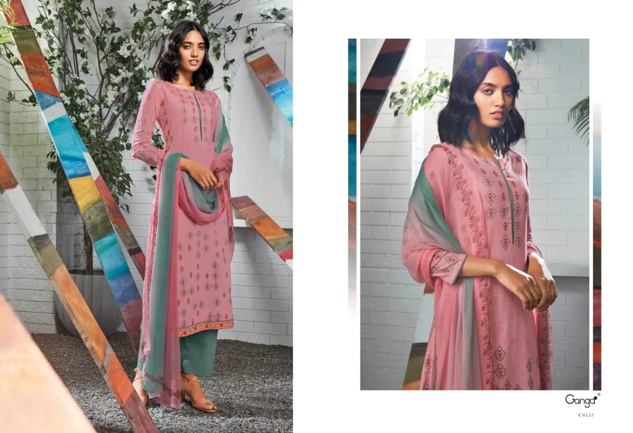 Ganga Suit Seraphina Cotton Printed Sarovaski Embroidered Work Salwar Suits