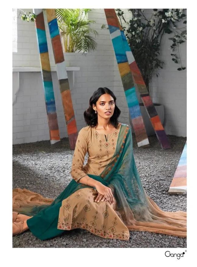 Ganga Suit Seraphina Cotton Printed Sarovaski Embroidered Work Salwar Suits
