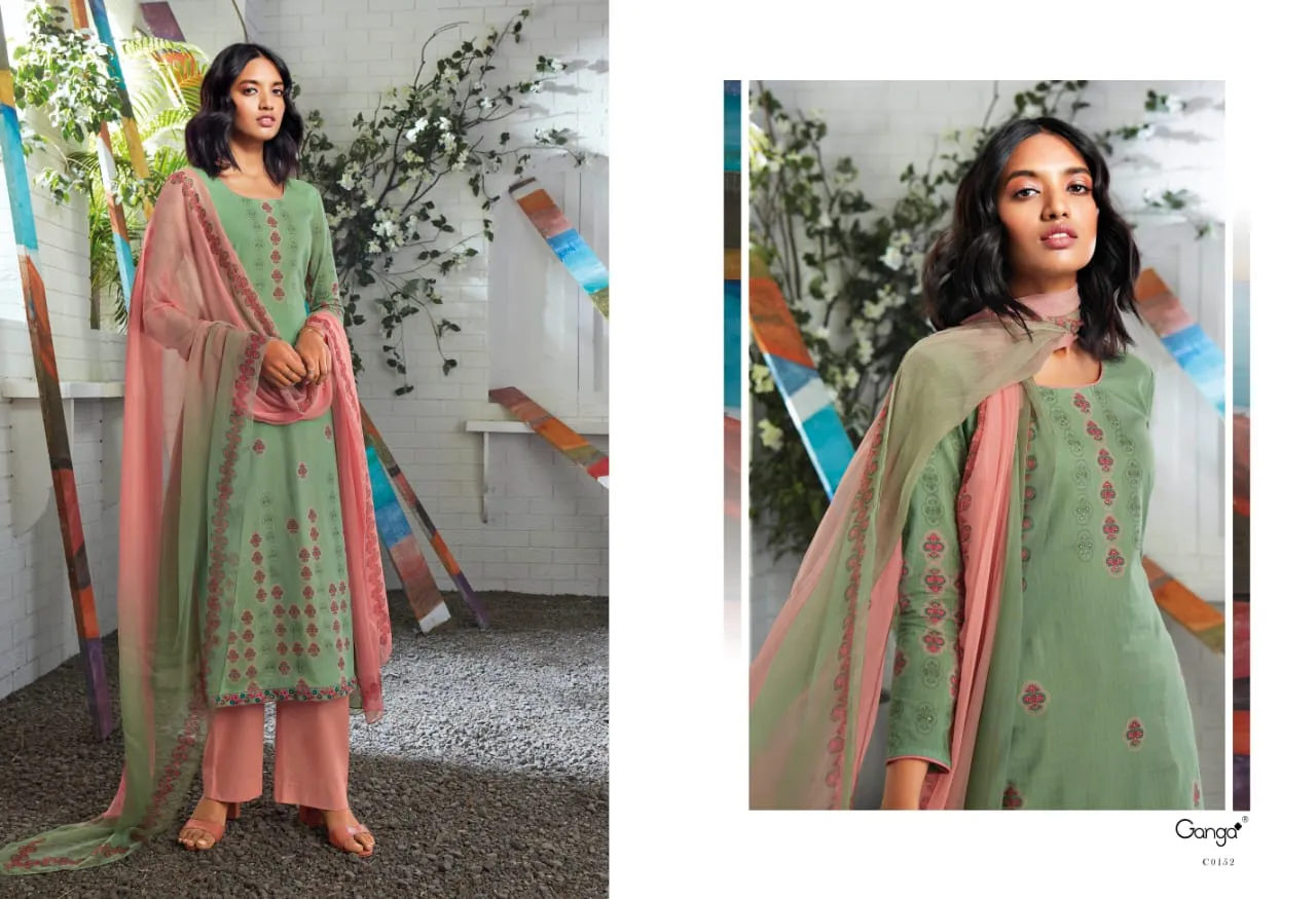 Ganga Suit Seraphina Cotton Printed Sarovaski Embroidered Work Salwar Suits
