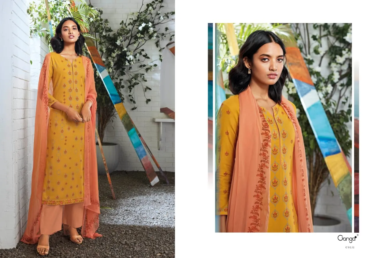 Ganga Suit Seraphina Cotton Printed Sarovaski Embroidered Work Salwar Suits