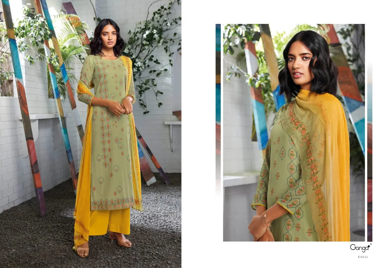 Ganga Suit Seraphina Cotton Printed Sarovaski Embroidered Work Salwar Suits