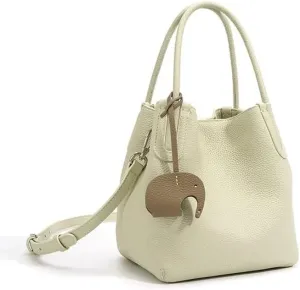 Genuine Togo Leather Top Handle Handbag Lychee Pattern Minimalist Crossbody Tote Bucket Bag Shoulder Bag Handbag Satchel