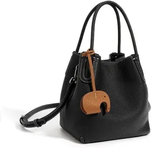 Genuine Togo Leather Top Handle Handbag Lychee Pattern Minimalist Crossbody Tote Bucket Bag Shoulder Bag Handbag Satchel