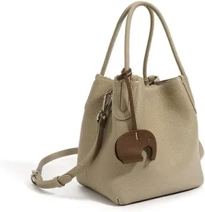 Genuine Togo Leather Top Handle Handbag Lychee Pattern Minimalist Crossbody Tote Bucket Bag Shoulder Bag Handbag Satchel