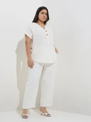 Gia Off-White Button-Detailed Cotton Blouse