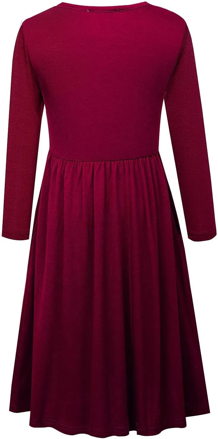 Girl's Loose Casual Holiday Midi Dress with Pockets 4-14 Years KC101
