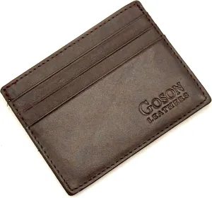 Goson Slim Wallet Leather Money Clip Wallet For Men - Front Pocket Wallet, Credit Card Holder, Slim Minimalist Wallet
