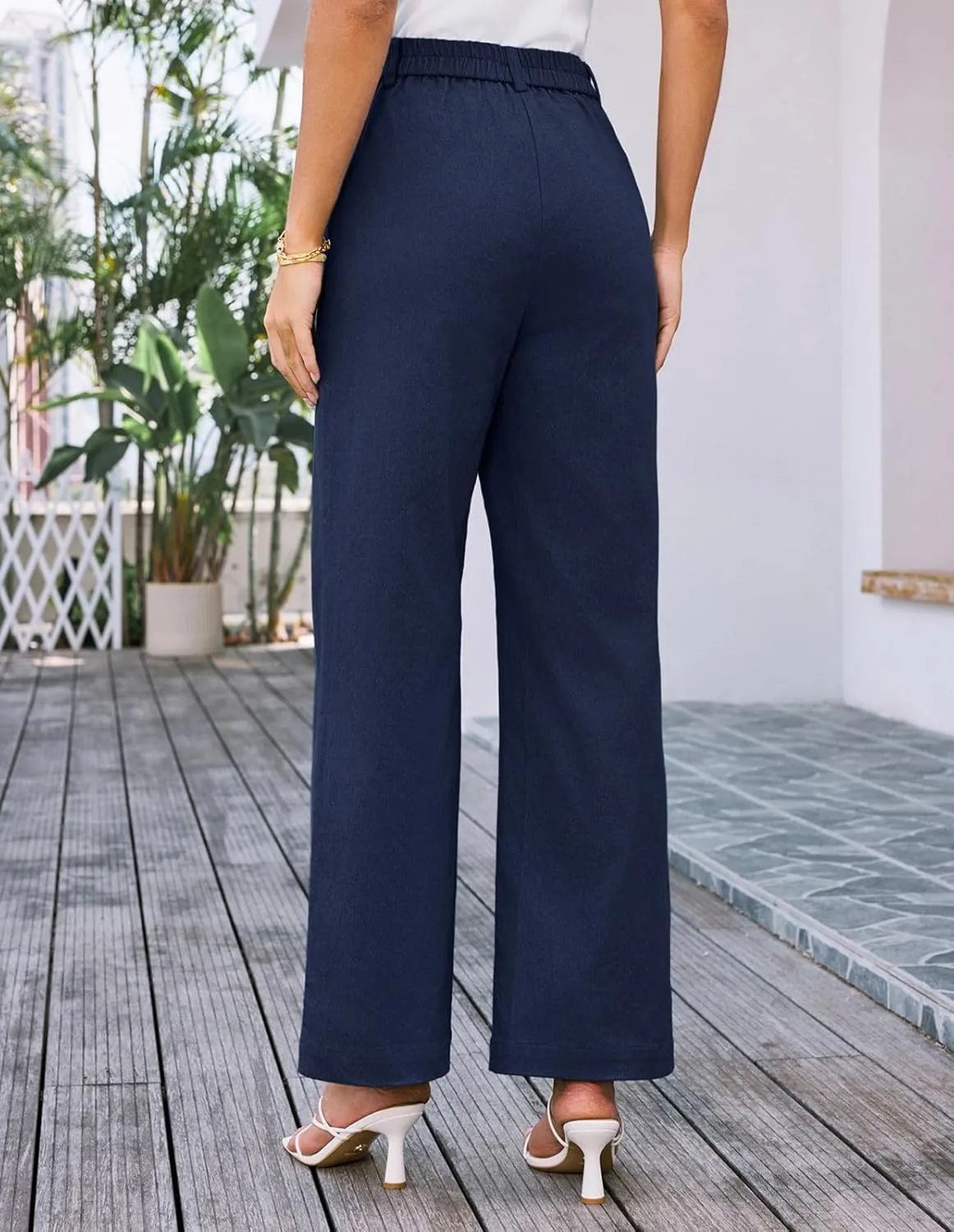 GRACE KARIN Women Wide Leg Pants High Waist Stretchy Pants Dressy Business Work Casual Trousers with Pockets