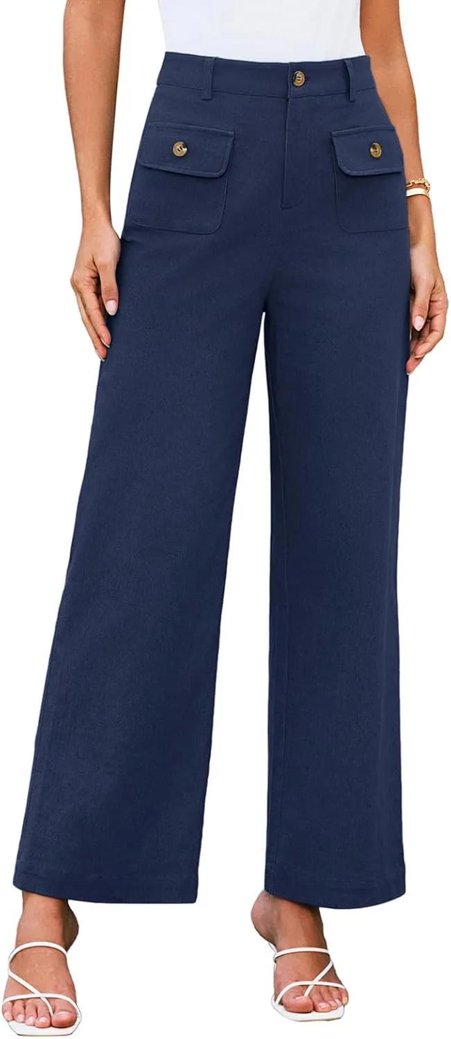 GRACE KARIN Women Wide Leg Pants High Waist Stretchy Pants Dressy Business Work Casual Trousers with Pockets