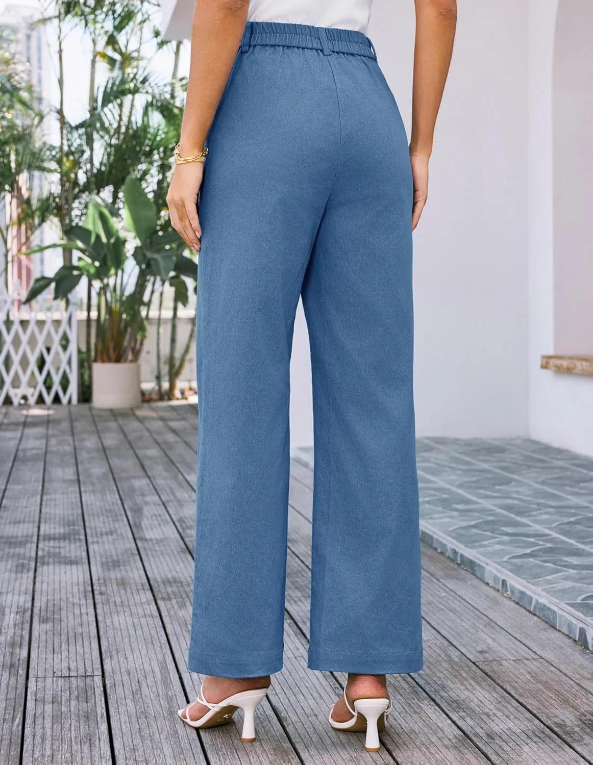 GRACE KARIN Women Wide Leg Pants High Waist Stretchy Pants Dressy Business Work Casual Trousers with Pockets