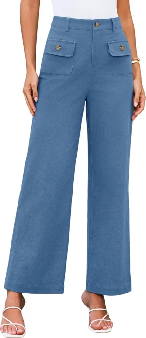 GRACE KARIN Women Wide Leg Pants High Waist Stretchy Pants Dressy Business Work Casual Trousers with Pockets