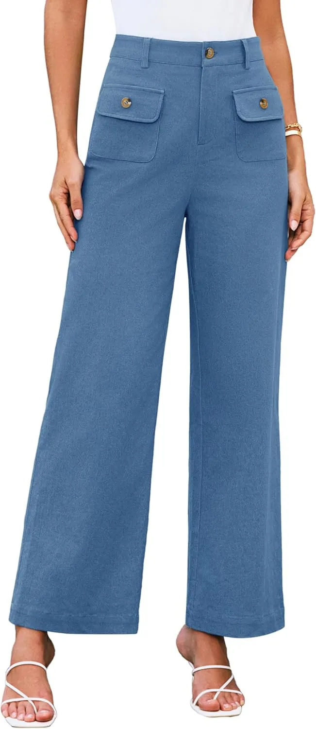 GRACE KARIN Women Wide Leg Pants High Waist Stretchy Pants Dressy Business Work Casual Trousers with Pockets