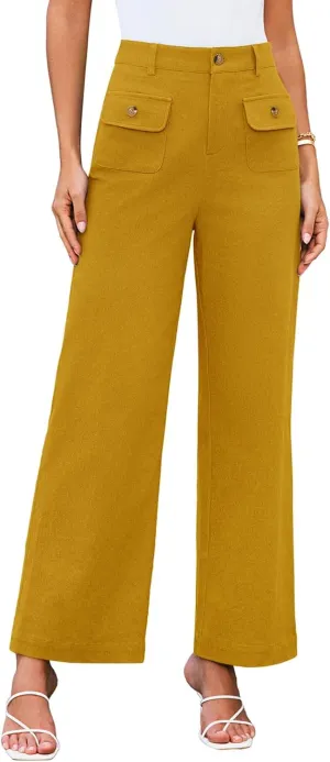 GRACE KARIN Women Wide Leg Pants High Waist Stretchy Pants Dressy Business Work Casual Trousers with Pockets