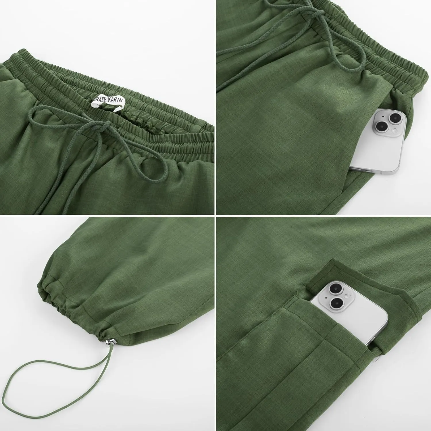 GRACE KARIN Womens Cargo Pants Wide Leg High Waisted Lounge Palazzo Pants 2025 Summer Hikling Work Trousers with Pockets