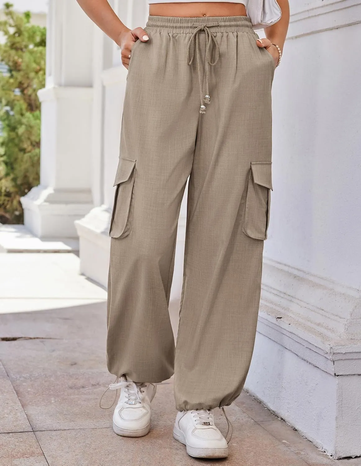GRACE KARIN Womens Cargo Pants Wide Leg High Waisted Lounge Palazzo Pants 2025 Summer Hikling Work Trousers with Pockets