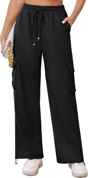 GRACE KARIN Womens Cargo Pants Wide Leg High Waisted Lounge Palazzo Pants 2025 Summer Hikling Work Trousers with Pockets