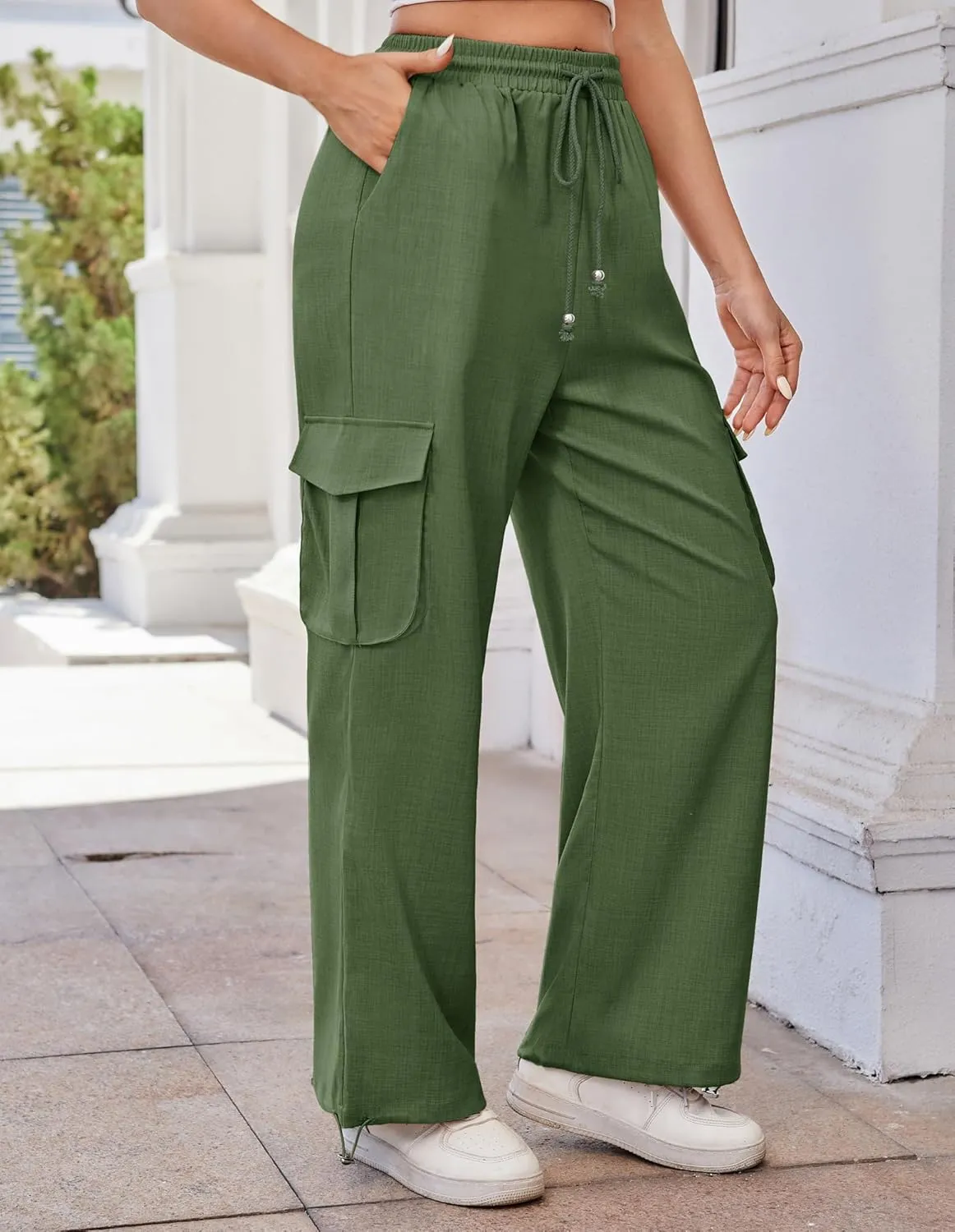GRACE KARIN Womens Cargo Pants Wide Leg High Waisted Lounge Palazzo Pants 2025 Summer Hikling Work Trousers with Pockets