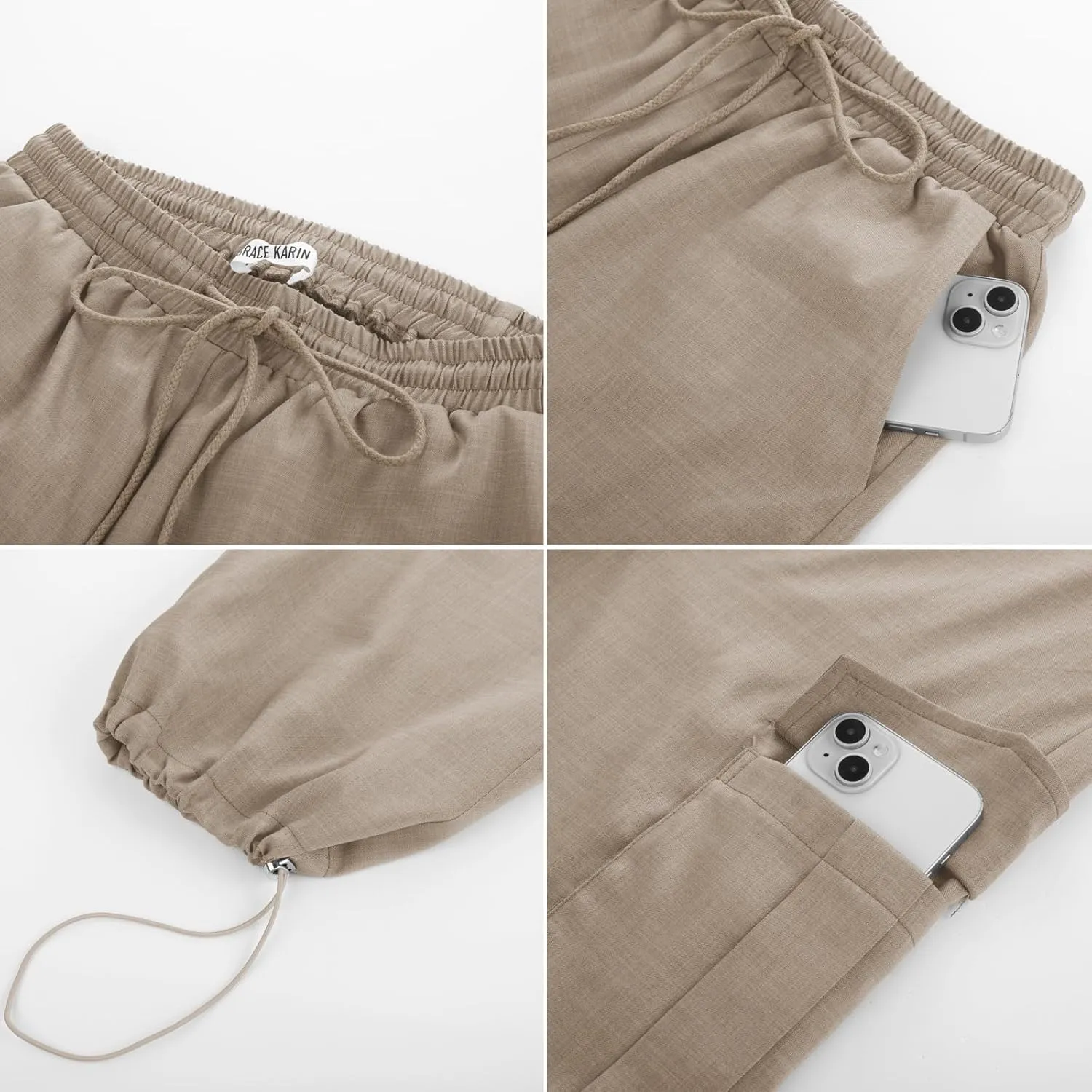 GRACE KARIN Womens Cargo Pants Wide Leg High Waisted Lounge Palazzo Pants 2025 Summer Hikling Work Trousers with Pockets