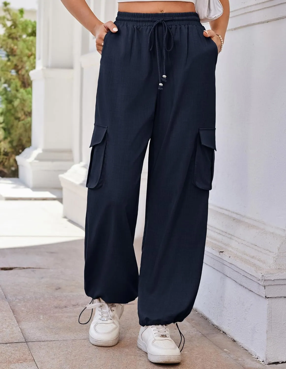 GRACE KARIN Womens Cargo Pants Wide Leg High Waisted Lounge Palazzo Pants 2025 Summer Hikling Work Trousers with Pockets