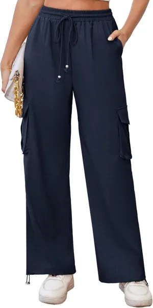 GRACE KARIN Womens Cargo Pants Wide Leg High Waisted Lounge Palazzo Pants 2025 Summer Hikling Work Trousers with Pockets