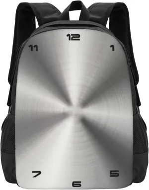Gray Shiny Metallic-Stainless Steel Look Minimalist Large Backpack  15Laptop Backpack, Lightweight Travel & Work Bag With Ergonomic Straps